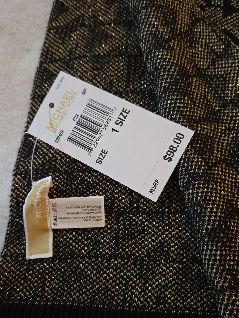 Michael Kors Black and Gold Knit Scarf